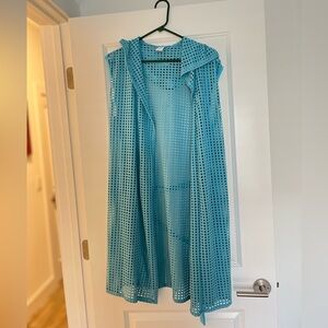 Blue Hooded Mesh Cover-Up